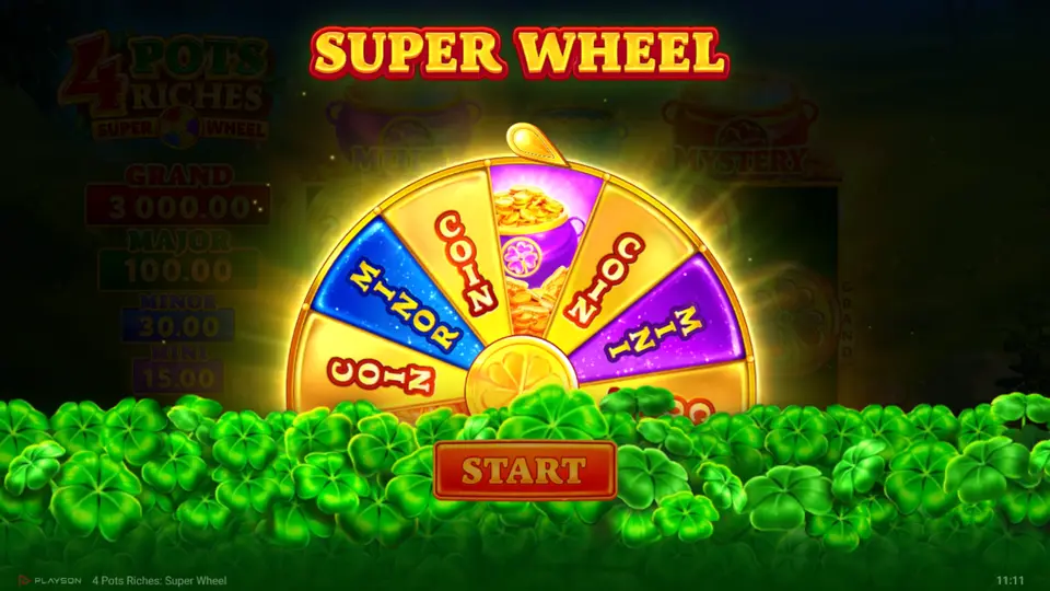 Blue Clover Coin collecting accumulated values from symbols on the Bonus Game field