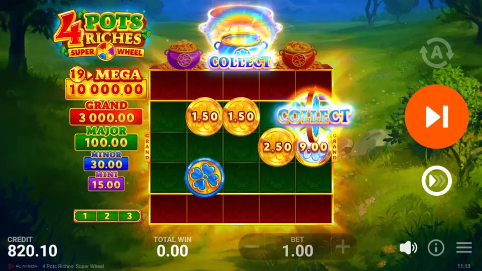 Super Wheel Feature animation showing a Clover Coin result before the Bonus Game starts